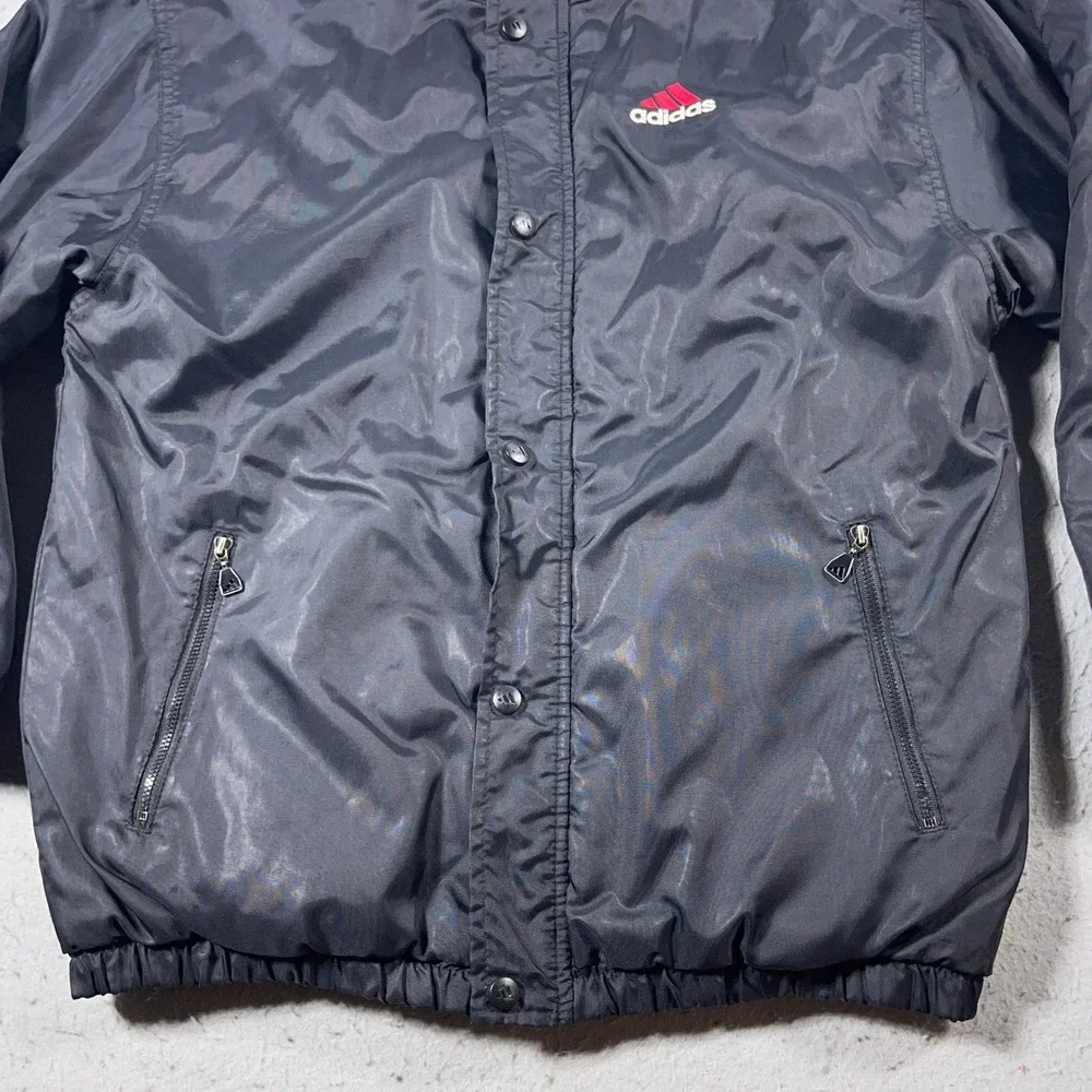 Vintage Adidas Jacket Mens Large Snap Zip Front Puffer Nylon Red Logo‎ 90s